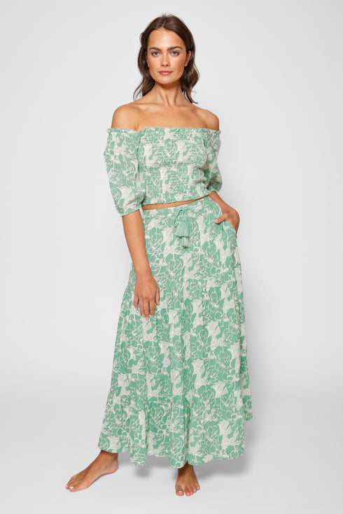 Koy Resort Bloom Smocked Crop Top